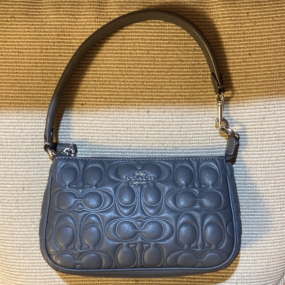 Coach Embossed Gray Shoulder Bag - Picture 3 of 5